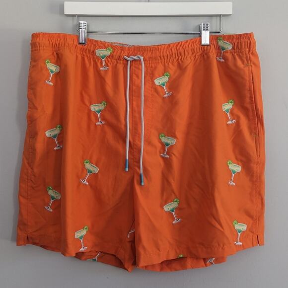 NEW Men's Tommy Bahama Orange Embroidered Margarita Swim Trunks XL - Picture 2 of 4